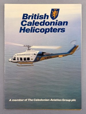 BRITISH CALEDONIAN HELICOPTERS VINTAGE AIRLINE BROSCHÜRE BCAL AIRWAYS SITZKARTEN