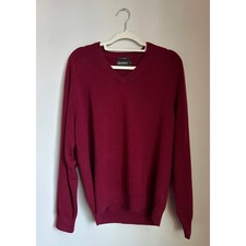 EDDIE BAUER Cashmere V Neck Long Sleeve Sweater in Red Size M