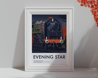 Evening Star British Rail Class 9F Locomotive, Train Print Wall Art, Train Decor