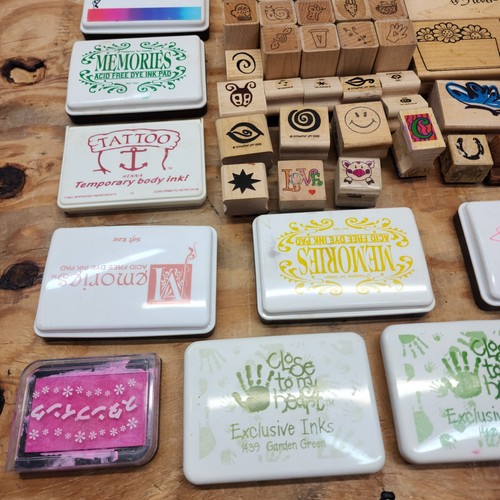 Vintage stamps Wood & Rubber Stamps Lot 60+ PCs Stamps & Ink Pads - Picture 2 of 8