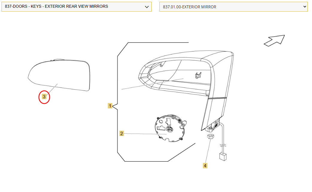 Lamborghini Gallardo 2010-2014 RIGHT Mirror glass P/N 400857536F