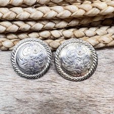 1 1/4" Vintage Silver Bridle Conchos Set