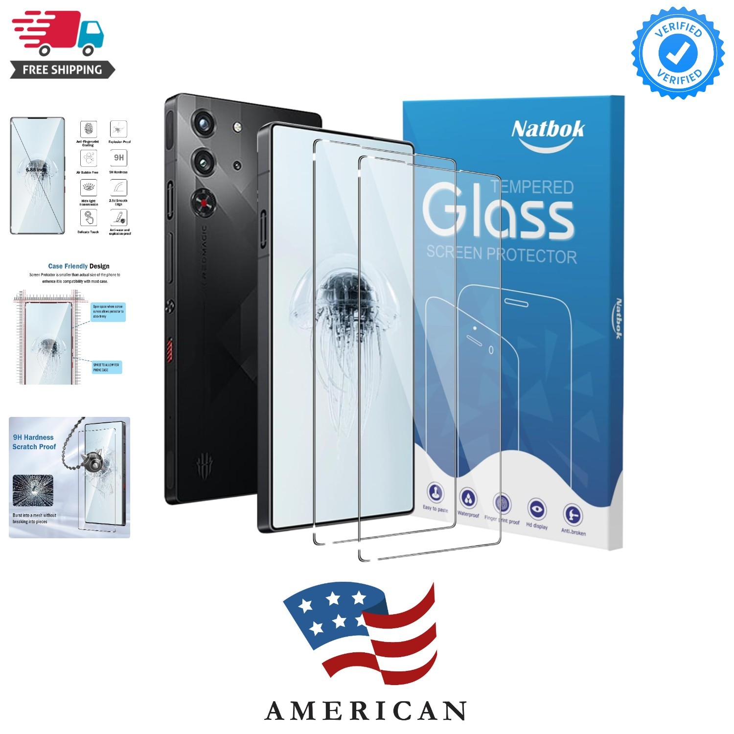 2 Pack Compatible with Red Magic 10 Pro/10 Air/10 Pro+/10S Pro/10S Pro+ Scree...