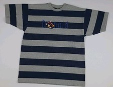 Vintage 90s Disney Donald Duck Striped Embroidered T Shirt Vtg Cartoon USA Made