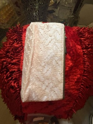Mary Kay - A soft pink satin and lace clutch/evening/cosmetic bag