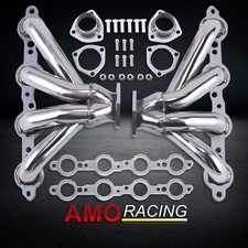 Exhaust Headers Silver Stainless Steel Shorty Block Hugger Fit Sbc Ls Ls3 Ls6