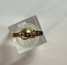 9CT YELLOW GOLD BUCKLE RING SIZE (N Half) HALLMARKED Weight 1.2g Small Ring