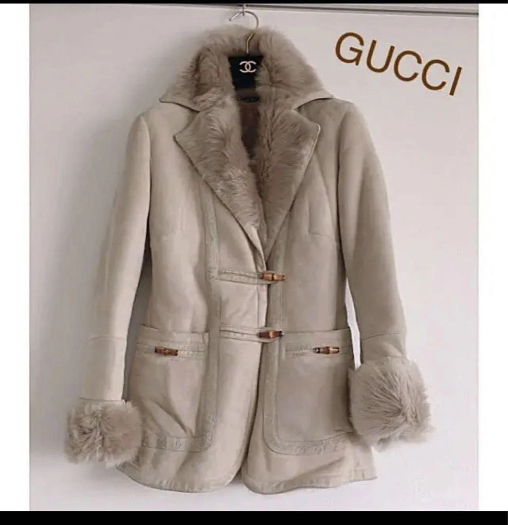 Cappotto Gucci Mouton vera pelle borsone shima bambù