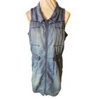 DKNY Jeans Dress Sleeveless Blue Denim Full Zip Casual Mini Jean Size XL