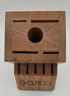 Cutco Essentials Plus 5 Knife Block Honey Oak Wood Made In USA (Block Only)