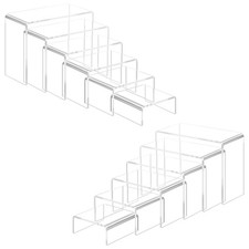 12 Pcs Small Size Acrylic Display Risers, 2 Sets Acrylic Risers Display Stand...