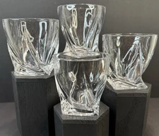 Mikasa Motion Crystal Whiskey Lowball Glasses Double Old Fashion Set Of 4