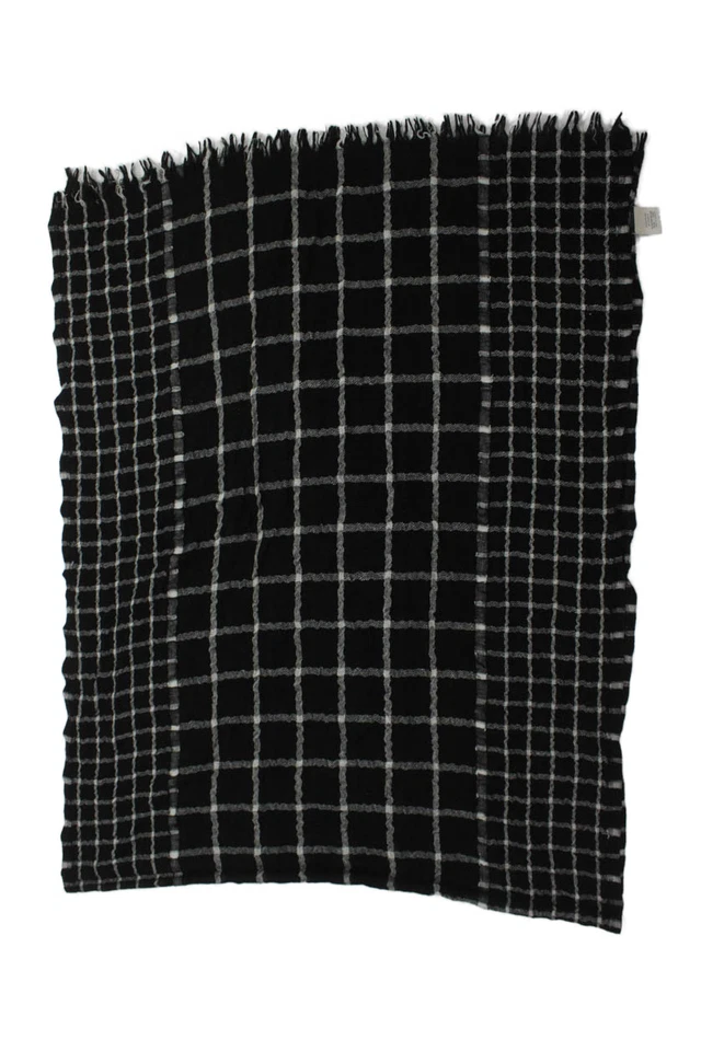 Bufanda ligera a cuadros J Crew para mujer negra blanca mezcla de lana Foto 2 de 4