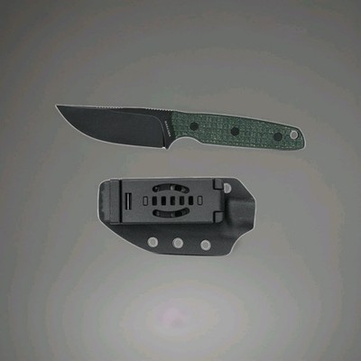 Vosteed Mink Fixed Blade Green 8'' Black Nitro V Green Micarta Fixed Knife D0102