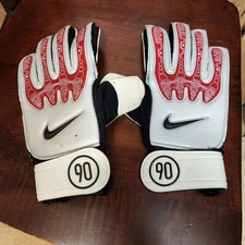 NIKE GK Goalkeeper Gloves SIZE 10 T90 Classic Soccer Red Silver Vintage 2003