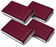 4 Pack Burgundy Metal Card Holder Wallet Case Slim Pocket Organizer