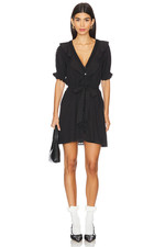 NWOT Show Me Your Mumu Sz XL Black Marissa Ruffle Trim V Neck Mini Dress w/Tie