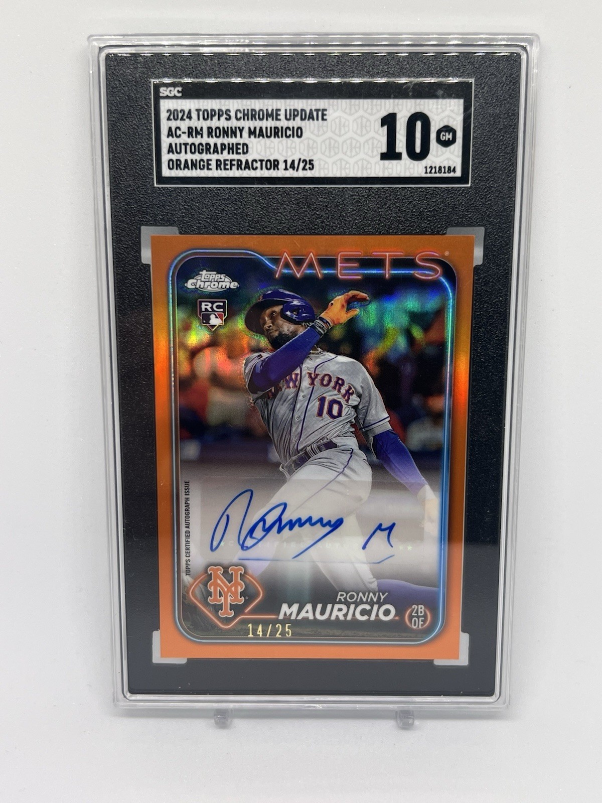2024 Topps Chrome Update True Orange Ronny Mauricio #AC-RM RC Auto SGC 10