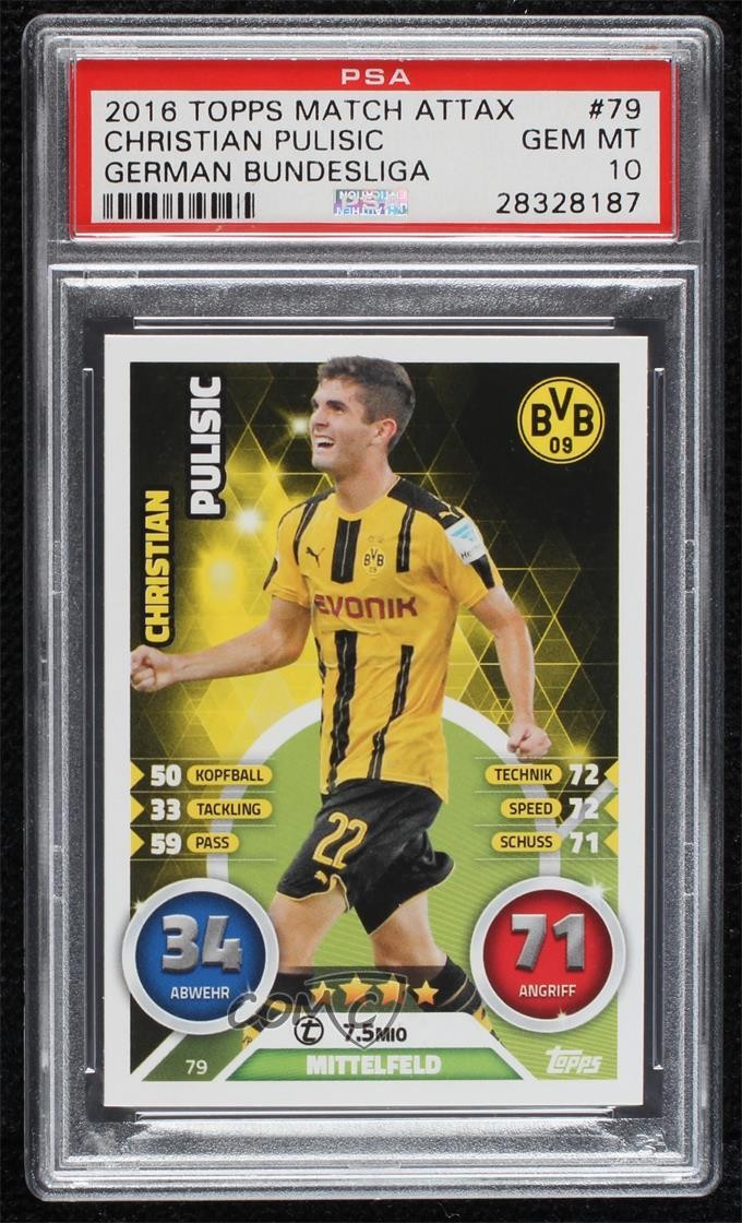 2016-17 Topps Match Attax Bundesliga Christian Pulisic #79 PSA 10 GEM MT 01eh