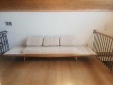 1960s Antique Adrian Pearsall Floating Sofa with Travertine Side Tables