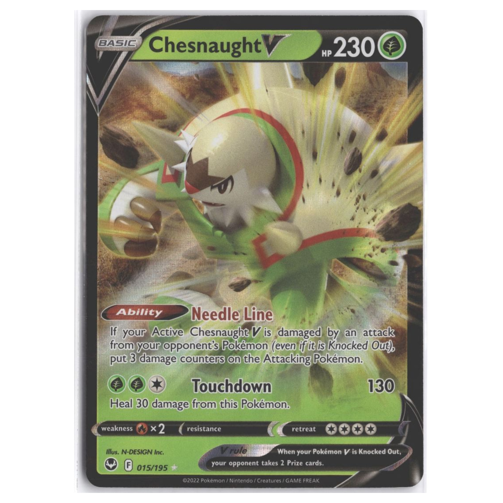 Chesnaught V #15 2022 Sword - Shield Ultra Rare Pokemon Card
