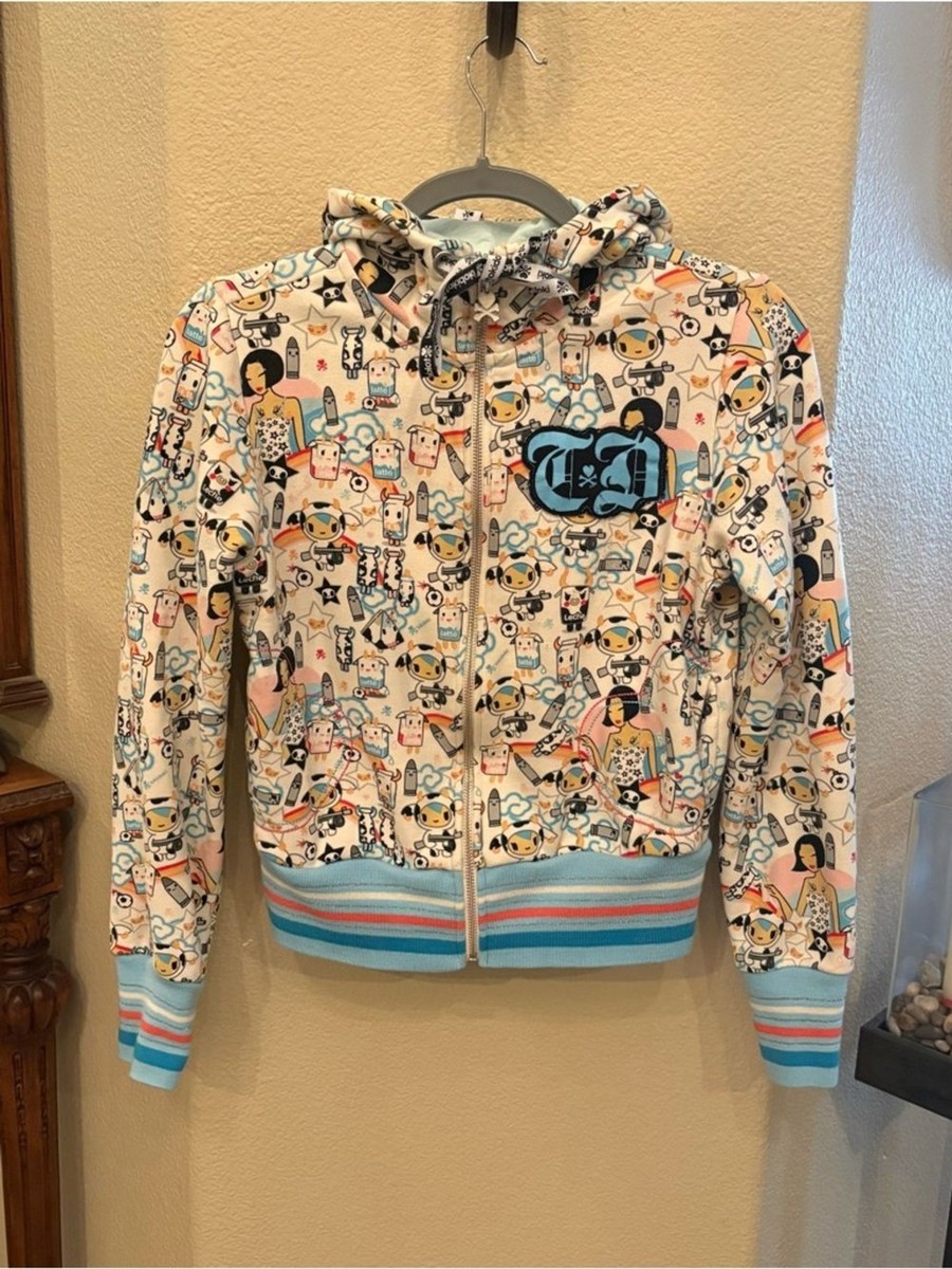 TOKIDOKI Moofia Graphic Zip-Up Hoodie Y2K Jacket Size Medium-Rare