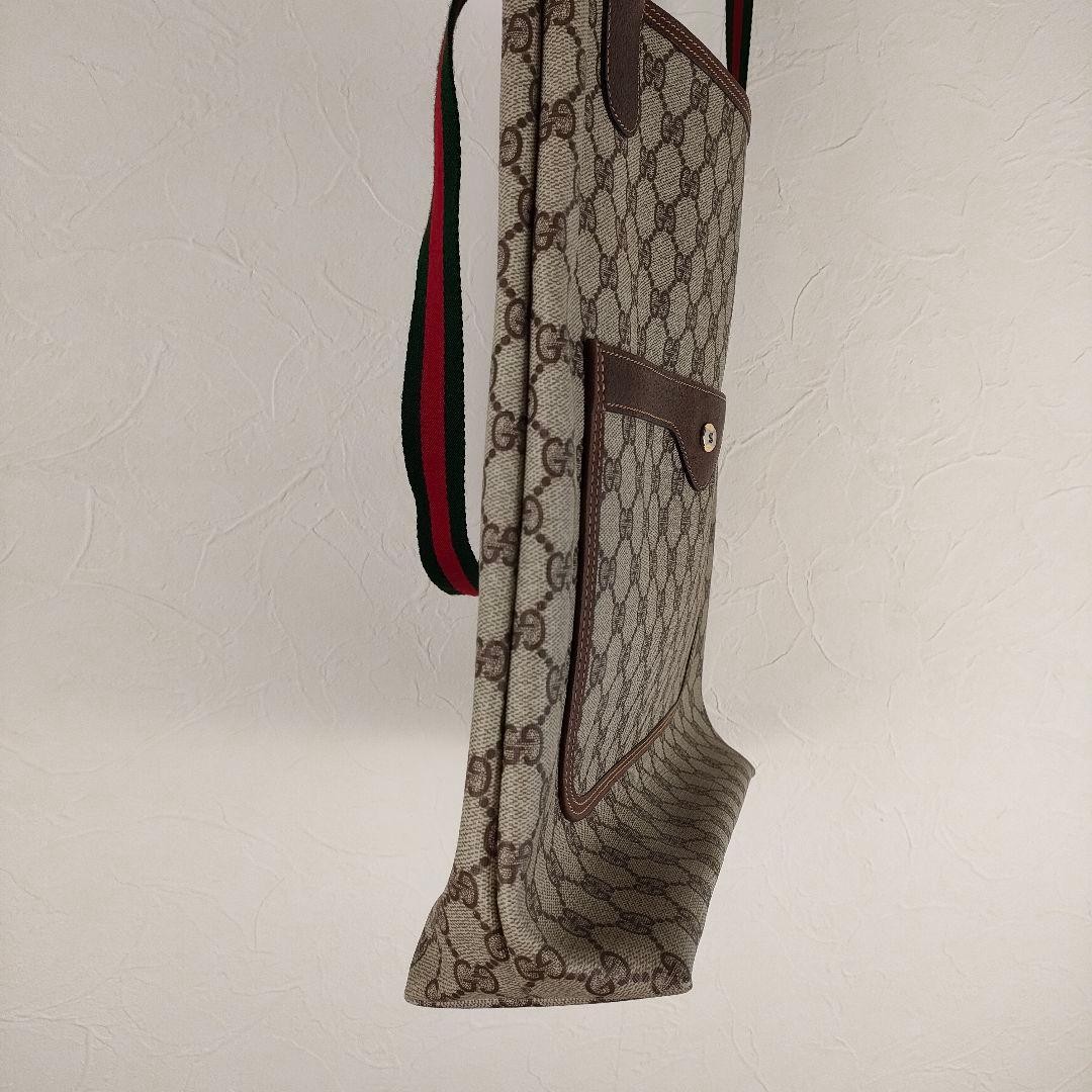 GUCCI Vintage Sherry Line Tote Bag Beige Brown PVC Leather 35cm EX thumbnail 3