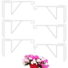 6 Pack Vinyl Fence Hooks, Heavy Duty Durable White Fence Plant Hangers for Ou...