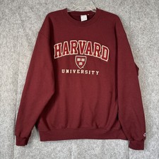 Harvard University Champion Fleece Crewneck Sweatshirt Mens XL Red Y2K