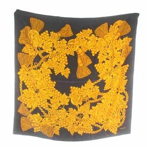 Chanel Scarf Large Pattern Coco Mark Logo Black Gold Color Women's Authentic thumbnail 8