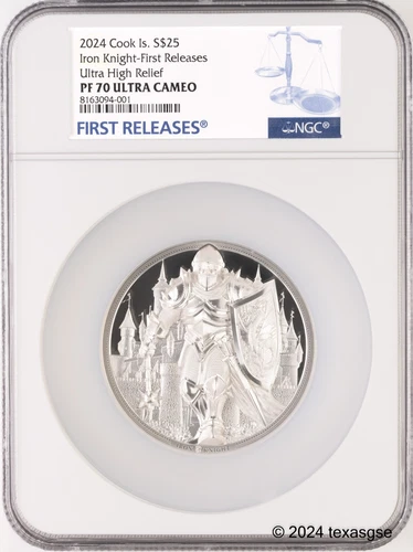 2024 Cook Islands Silver 5oz $25 Iron Knight NGC PF70 First Release