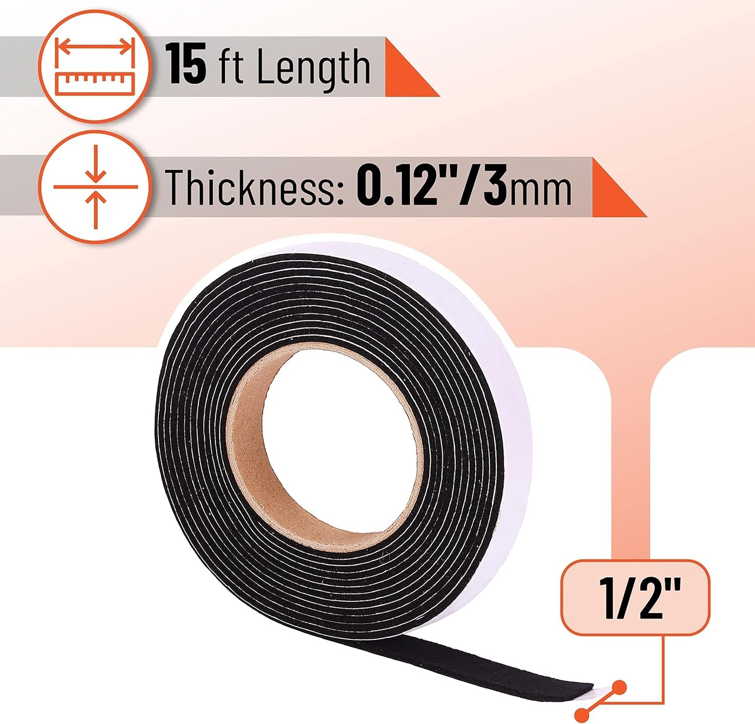 15 Ft High Heat Smoker Gasket for BBQ, Self-Stick Grill Seal Tape, Free Ship
