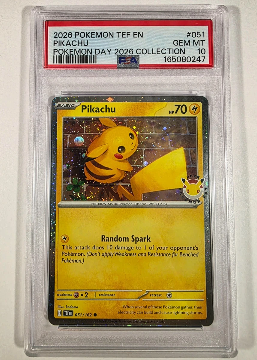 Pikachu Pokémon TCG Grade 10 Common Individual Collectible Card