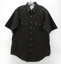 VINTAGE Rockmount Ranch Wear Shirt Men 16 1/2 Black Western Pearl Snap 80s 90s