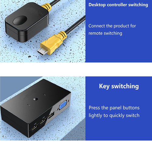 VGA-KVM-Switcher-Adapter mit 2 Eingängen und 1 Ausgang und Desktop-Controller - Bild 12 von 12