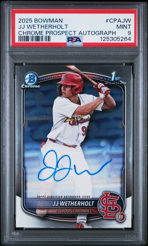 2025 Bowman 1st JJ Wetherholt Auto St Louis Cardinals #CPA-JW Mint PSA 9