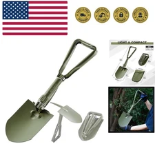 23" Military Folding Camping Shovel w/Cover,Portable Shovel with High Mangane...
