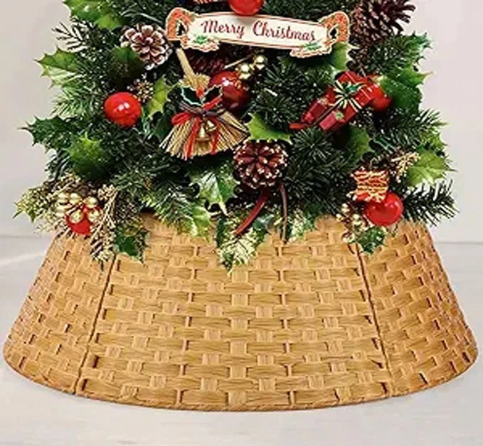 Collar de árbol de Navidad para árboles de 7,5 pies 27"" cesta tejida a mano decoración de Navidad Foto 2 de 4