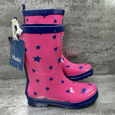 Hatley Kinder Pink & Blau Gummistiefel Sterne Glänzend Regenstiefel Größe UK 3 EU 35