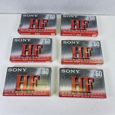 Sony HF High Fidelity 60 Min Audio Cassette Normal Bias Blank Tapes Vtg Lot Of 6