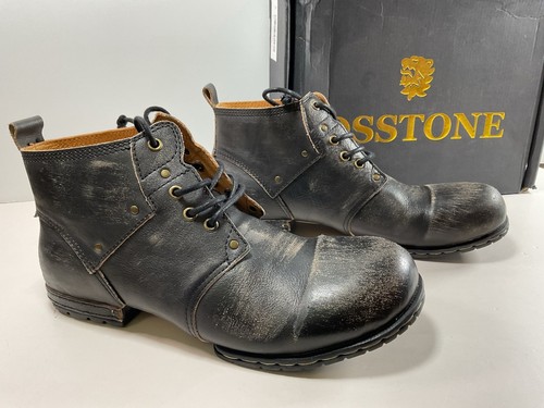 OSSTONE Moto Boots for Men Fashion Lace Up Leather Chukka Boots Casual Size 11 - Picture 1 of 19