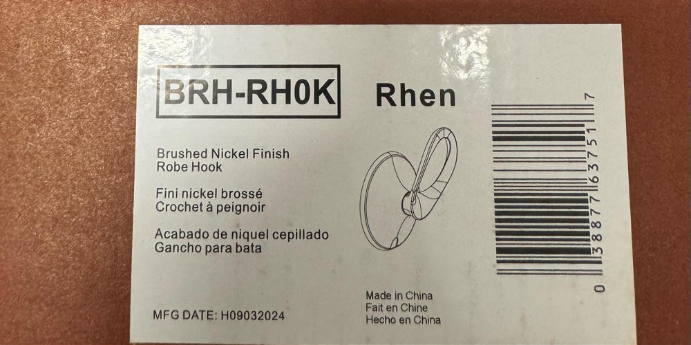 Pfister BRH-RH0K Rhen Single Robe Hook, Brushed Nickel