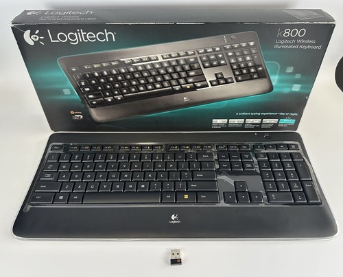 LOGITECH K800 WIRELESS ILLUMINATED KEYBOARD W/ BOX *TESTED & WORKING*