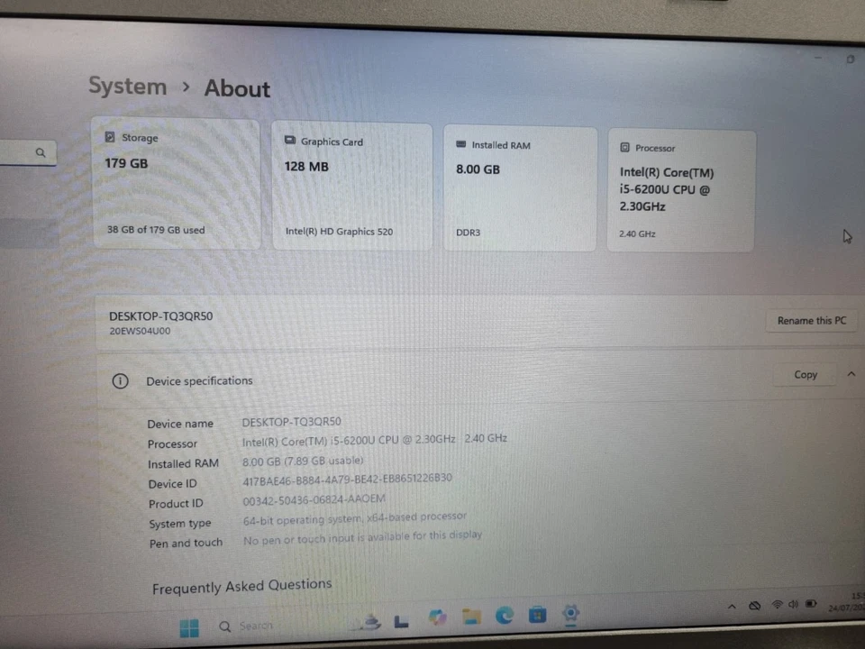 Lenovo ThinkPad 560 15.6" Laptop i5-6500U 8GB RAM 256GB SSD Numeric Keypad Win11 - Image 4 of 4