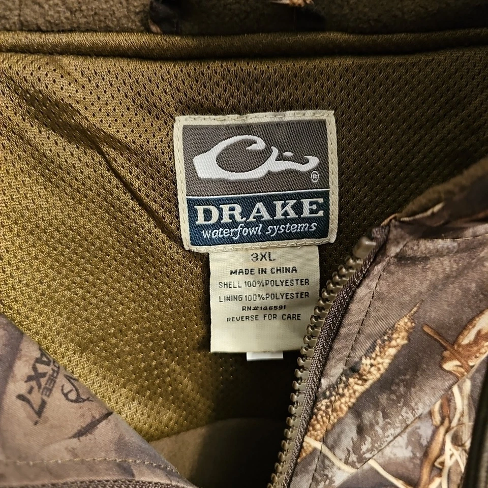 NWT Drake MST Fleece Lined Full Zip Max7 Coat - 3XL - RealTree Camo Duck Hunting - Image 4 of 4