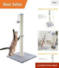 Stylish 34-Inch Grey Cat Scratching Post for Kittens  Large Cats   Easy Setup