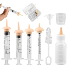 Pet Nursing Kit with Silicone Nursing Nipples, Formula Dispenser,Liquid Syringes