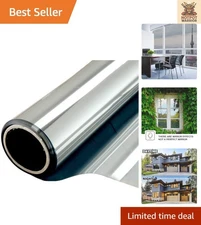 One-Way Mirror Window Film - Daytime Privacy & Heat Control, 6 Mil, 17.5" x 6.5"