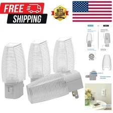 Energy Efficient Manual On/Off LED Night Light - 4 Pack for Bedroom & Bathroom