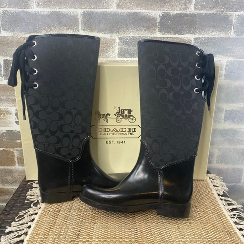 Coach Tristee Schnürstiefel Korsett Signaturdruck Logo schwarz Damen 9 - Bild 6 von 17